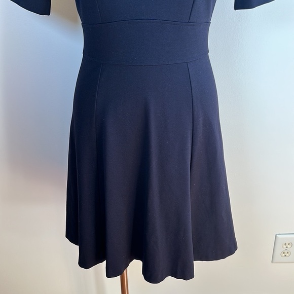 J. Crew Factory Black Ponte Short Sleeve Fit and Flare Dress Size 4 - Picture 6 of 10